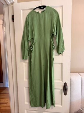 Women's Green Long Sleeve Cutout Maxi Dress